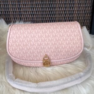 Michael Kors Mila Medium Signature Logo Messenger Bag in Powder Blush